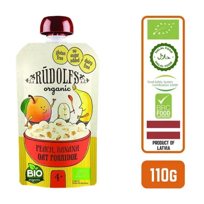 Rudolfs Baby Organic Peach Banana Oat Porridge 6+ Months