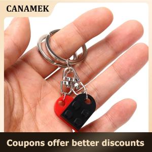 【 CANAMEK 】 2Pcs Love Heart Brick Keychain For Couples Friendship Birthday Jewelry Gift