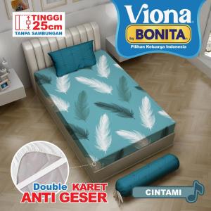 Sprei Viona by BONITA Single Size 120x200 cm Tinggi 25 cm Sarung Bantal Sarung Guling