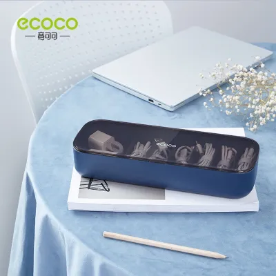 Hộp đựng dây cáp USB dây sạc chia ngăn ECOCO có nắp đậy | Hộp để đồ văn phòng đa năng tiện lợi 2206