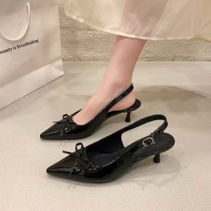 Free Shipping Bow-Knot Stiletto Heel Open-Toe Sandals For Women 2026 Spring New Collection Square-Toe Shallow-Mouth Versatile High-Heeled Sandals