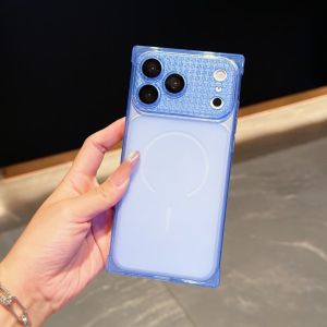 Gradient Translucent Magnetic Phone Case For iPhone 18 Pro Max 17 16 Plus 15 14 Glitter Diamond Camera Lens Protector Square Edge Shockproof Soft TPU Compatible Cover For Women