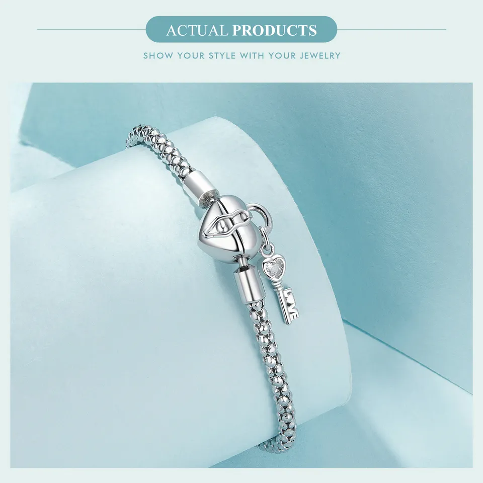 Bamoer S925 Sterling Silver "Key To My Heart" Charm With Cubic Zirconia - For Bracelets & Jewelry 7 thumbnail image