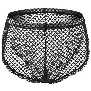กางเกงบ็อกเซอร์สุดเซ็กซี่ของผู้ชายผ้าตาข่ายโปร่งผ่าข้างเป็นกางเกงชั้นในเอวต่ำชุดชั้นในชาย
