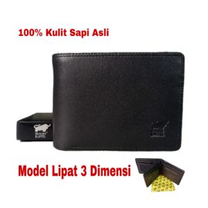 Dompet Pria BraunB Lipat Bahan 100% Kulit Sapi Warna Hitam Dompet Pria Gratis Box
