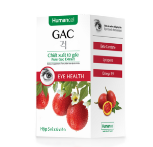 Dầu gấc viên nang Humancel GAC bổ mắt chống lão hóa ngăn ngừa ung thư tiêu chuẩn TPCN Hàn Quốc (hộp 5 vỉ x 6 viên)