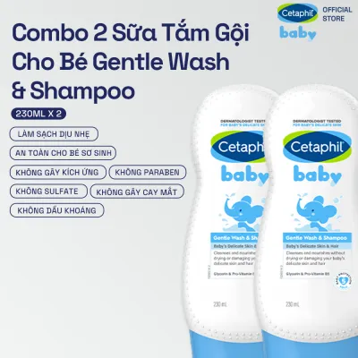 Combo 2 Sữa tắm gội dịu lành cho bé Cetaphil Baby Gentle Wash & Shampoo 230ml/chai