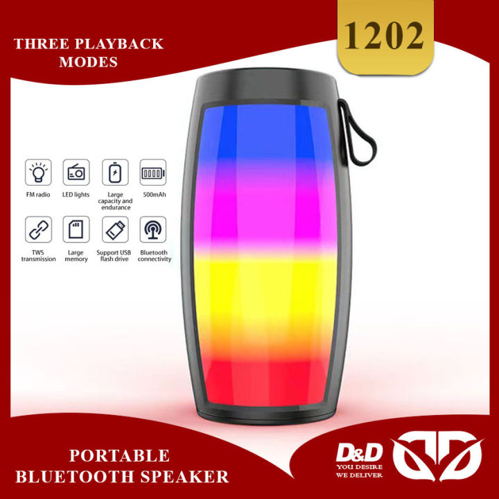 D&D 1202 Portable Bluetooth Speaker Dynamic Thunder Sound with RGB ...