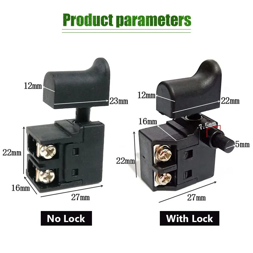 250V Speed Regulating Switch – Button Power Tool Switch For Electric Drill, Planer, Circular Saw, Cutting Machine (6A)