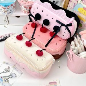 【Fei_fei】กระเป๋าดินสอ อเนกประสงค์ Plush Cherry น่ารักเค้ก กล่องดินสอนักเรียนความจุขนาดใหญ่