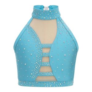 Kids Girls Jazz Dance Outfits Performance Costume Sparkly Rhinestones Crop Top with Tassel Briefs Skirt for Rhythmic Gymnastic2026