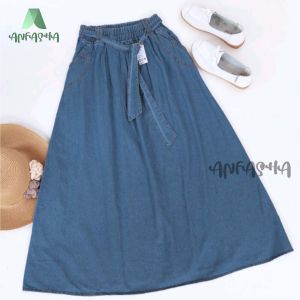 ROK DENIM PAYUNG JUMBO / ROK WAFFLE LEBAR PAYUNG / Rok panjang wanita BY TOKO ANFASHA