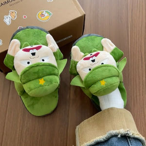 Dép cá sấu vui nhộn có miệng há khi bạn đi bộ giày nhà chống trượt hoạt hình ấm áp mềm mại cho phụ nữ Xu hướng mùa đông 2025