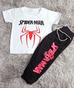 Cotton Terno For kids Spiderman Graphic Design (Silk Screen Print) Fabric/Mall Quality