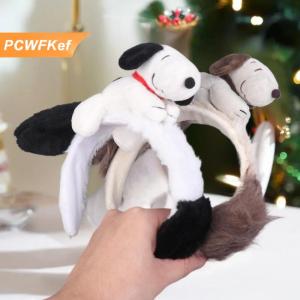 【PCWFKef】 Kawaii Snoopy búp bê sang trọng tóc Hoop phim hoạt hình Puppy Tai Headband Phụ kiện tóc Cosplay đạo cụ bên ảnh mũ