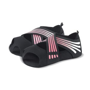 1 Pasang Kaos Kaki Yoga Anti Slip Reflective Tali Silang Gym Socks Yoga Pilates Ballet