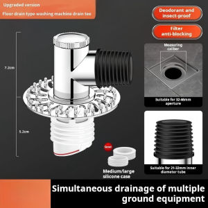 Washing Machine & Dryer Drain Hose Splitter Y Connector For Sink Floor Waste Pipe Adapter Kit