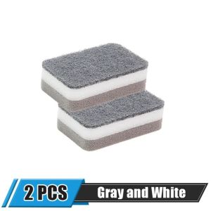 10Pcs Double-sided Gray Cleaning Spongs Household Scouring Pad Kitchen Wipe Dishwashing Sponge Cloth Dish Cleaning Towels Accessories