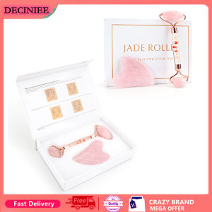 DECINIEE Face Massage Jade Roller Rose Quartz Natural Stone Crystal Slimmer Lift Wrinkle Double Chin Remover Beauty Care Slimming Tools For Women Gift With Box