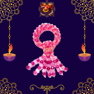 พวงมาลัยคริสตัลพวงเล็กลายเกลียว สีชมพู อุบะ 7 ชาย