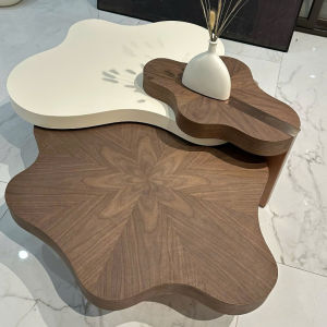 Bàn trà sofa bàn phòng khách bàn cafe đôi nhập khẩu gỗ vernier óc chó Irregular Cloud Coffe table