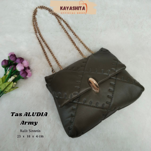 Tas Selempang Wanita Mini Bordir ALUDIA Tali Rantai Ulir