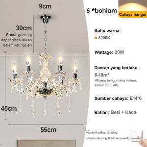GOGEOUS Lampu Gantung Kristal Mewah untuk Ruang Tamu - Lampu Dekorasi Pelaminan Minimalis Terbaru dengan Kristal