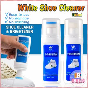 BIBLIO 100ml Shoe Cleaner Brightener Remove Stain Shoe Brush White Shoes Professional Bleach Accessories