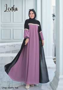 Lenka Gamis Wanita Terbaru Murah Elegan Kekinian Ceruty Polos Dress Pesta Model Semi Cardigan