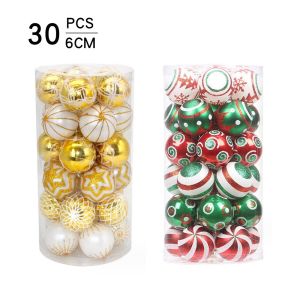Christmas Ball Ornament 6cm Gold and White Hand Painted Ball Christmas Tree Pendant Party Party Birthday Arrangement Pendant