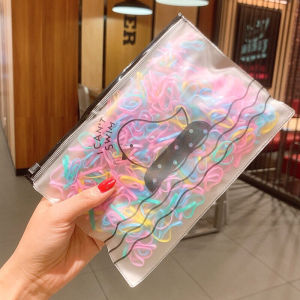 ยางรัดผมเด็ก 500 เส้น แถมฟรีซองซิป เส้นเล็ก เหนียว บาง ยางรัดผมเส้นเล็ก ยางรัดผม ยางรัดผมสี สีใส สีดำ สีชมพู ยางมัดผม