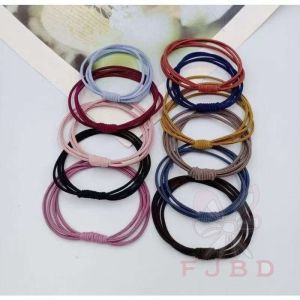 10 ชิ้น ยางรัดผมยืดหยุ่นสูง ยางรัดผมสี่เส้น สไตล์เกาหลี ยางรัดผมสำหรับผู้หญิง
