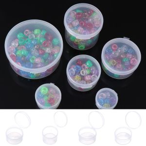 VERMILL Transparent Round Nail Art Screw Storage Small Storage Box Pill Chip Box Jewelry Organizer Case Beads Container