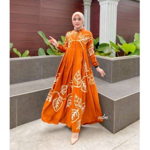 GAMIS RAYON CANDI MEKAR MOTIF DAUN ELEGANT