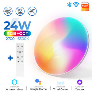 SMATRUL Tuya Wifi lampu siling pintar Led Bulb RGBCW 24W boleh dimalapkan cahaya kawalan jauh hidup pintar berfungsi dengan Alexa Google Home