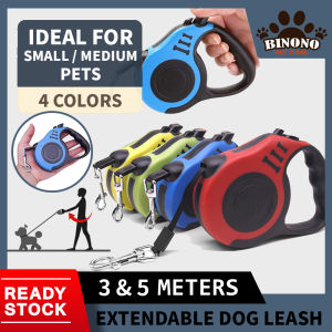 3/5 Meters Retractable Extendable Long Dog Leash Automatic Pet Walking Rope Leash with Anti-Slip Handle Suitable for Small/Medium Pet (BNO 001)