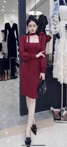 Đầm Body Cổ U Phối Tay Voan Cao Cấp - Glady G283 - Đầm Ôm Body Cách Điệu Tay Phối Voan Xinh Xắn