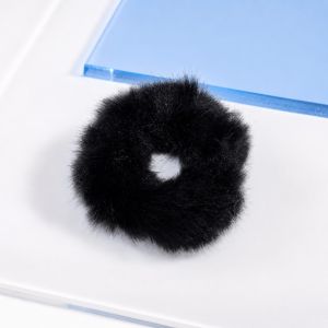 BW-C877 Ikat Rambut Bulu Pompom Polos Elastis Korean Style / Scrunchie Ponytail Ikat Rambut Anak