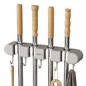 GREYDAWN Self-Adhesive Bathroom Mop Hook Plug Hooks Broom Mop Holder with Hooks Removable Wall Mounted Wall Storage Hook Kitchens Organizer