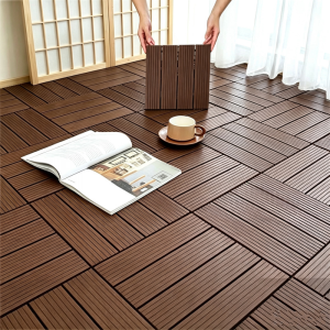 11PCS Wood Floor Decking Outdoor Garden Decoration Plastic Floor Tiles Balcony Flooring Lantai Papan Kayu 园艺地板