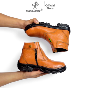 STAND HORSE 506 Safety Shoes Resleting Ujung Besi Kulit Sapi Model Semi Boots Untuk Kerja Non Slip