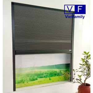 Cửa xếp tổ ong kéo dọc không khung ray dưới Vietfamily lắp cửa sổ hoặc cửa đi
