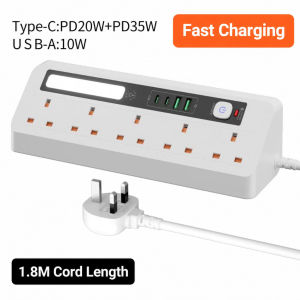 [SG] New Power Strip 65W USB Fast Charging Multi-Ports UK Plug Desktop Extension Socket with night light for Home Office