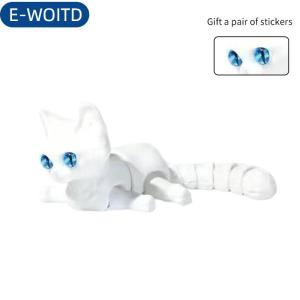 E-WOITD Đồ chơi mèo in 3D tượng mô phỏng giống thật không lông với các khớp có thể chuyển động quà tặng Tết Nguyên Đán vui nhộn cho trẻ em