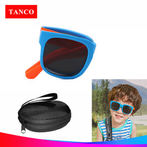 TANCO 1019X Foldable Sunglasses for 3-8 Years Old Kids UV400 Lens Cute Colorful Frame Portable Design Outdoor Sports Sunglasses