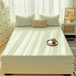 Abraca Dabra Plaid Fitted Sheet Modern Soft Cotton Grid Bedding Sheet Deep Pocket Checkered Bottom Sheet Cotton Plaid Mattress Cover Plaid Bedding Single Super Single Queen King Sizes