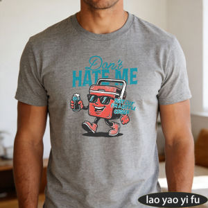 [Local Stock] HBESTY  Dont Hate Me Little Cooler Beer Cartoon Graphic Men Summer Cotton T Shirt Camping BBQ Funny Character Short Sleeve Apparel
