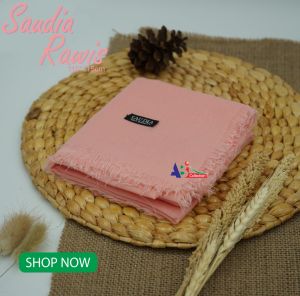 Hijab Segi Empat SAUDIA RAWIS Premium Katun 110x110 cm | Jilbab Sekolah Santri - Tebal & Anti Kusut