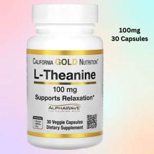 California Gold Nutrition L-Theanine Featuring AlphaWave 100 / 200 mg 30 / 60 Veggie Capsules