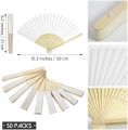 50 Packs White Paper Fans Paper Hand Fan Bamboo Folding Fan Handheld Fan Paper Folded Fan Paper Fan for Wedding Party and Home Decoration. 